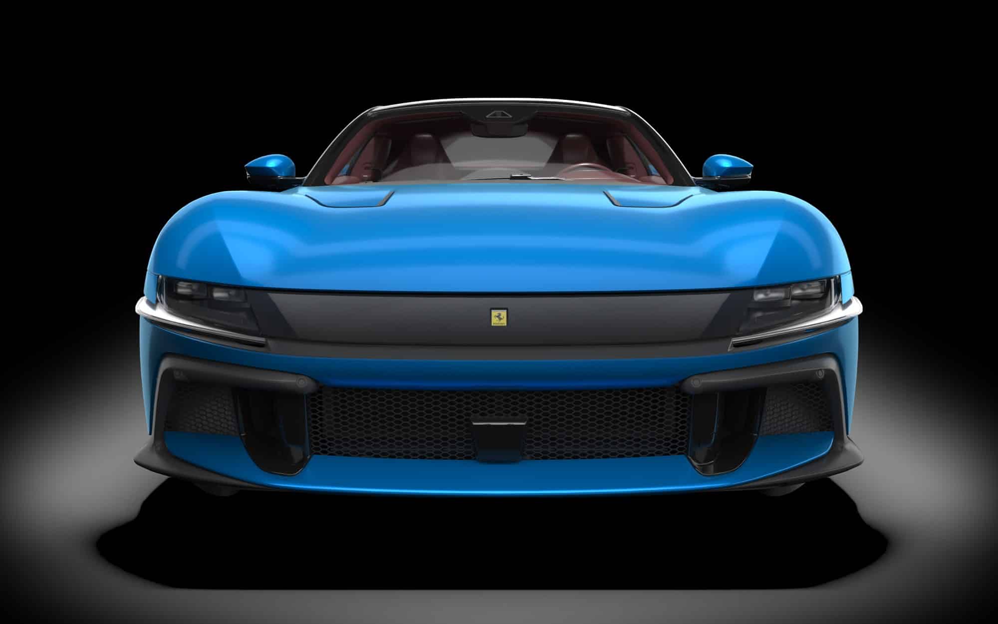 Pocher Ferrari 12Cilindri 1:8 Model Kit: Rosso Imola & Blu Corsa 13 Pocher 1:8 Ferrari 12Cilindri Blu Corsa HK127, front view