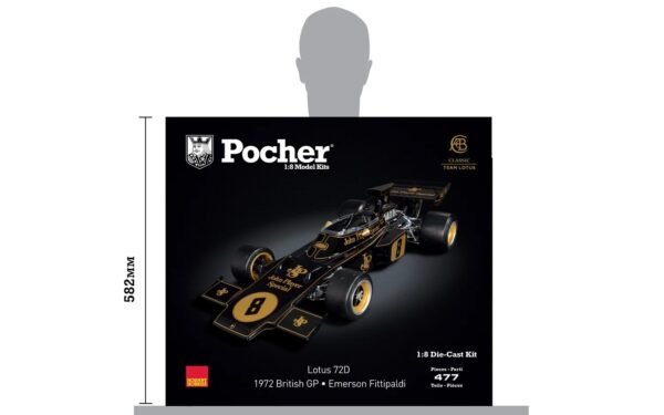 1:8 Lotus 72D No.8 Emerson Fittipaldi Winner 1972 British GP - Diecast Pre-Painted Model Kit - Pocher