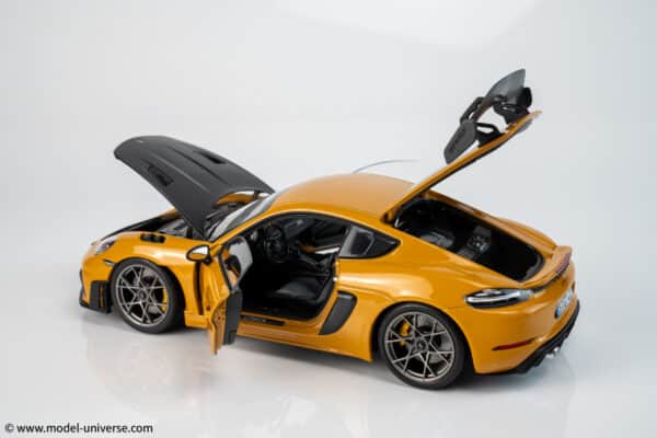 Norev 1:18 Porsche Cayman GT4 RS w/Weissach Bahama Yellow Pack 2023 (187252)