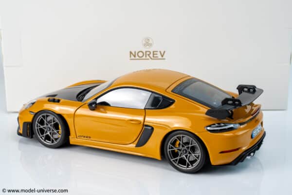 Norev 1:18 Porsche Cayman GT4 RS w/Weissach Bahama Yellow Pack 2023 (187252)