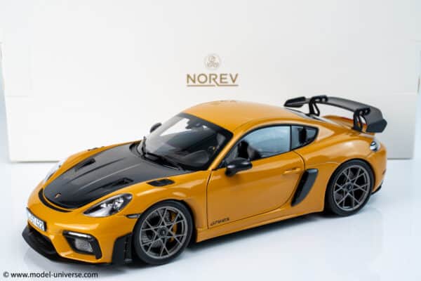 Norev 1:18 Porsche Cayman GT4 RS w/Weissach Bahama Yellow Pack 2023 (187252)