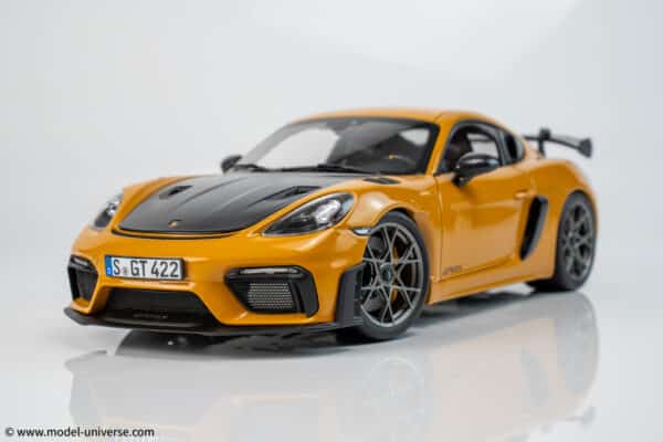 Norev 1:18 Porsche Cayman GT4 RS w/Weissach Bahama Yellow Pack 2023 (187252)