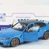 Solido – 1:18 BMW M3 (G80) Competition with M Performance Parts Daytona Beach Blue 2024 (S1814303) Diecast Model 3 Solido 1:18 BMW M3 (G80) Competition M Performance Parts Daytona Beach Blue 2024 (S1814303) diecast model – with box – front view