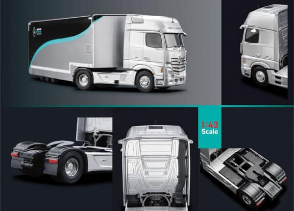 Spark - 1:43 Mercedes Actros - Mercedes-AMG Petronas F1 Team Transporter 2023 - Resin Model