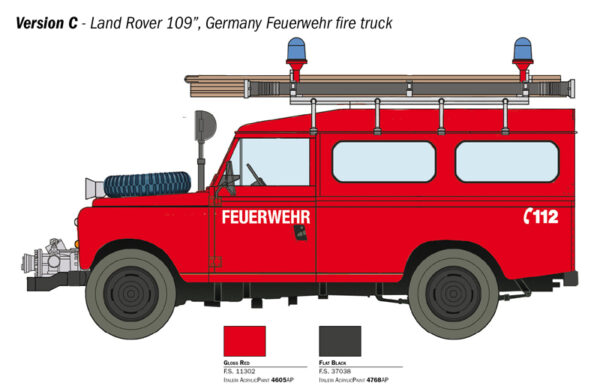 Italeri - 1:24 Land Rover Fire Truck (3660) Model Kit