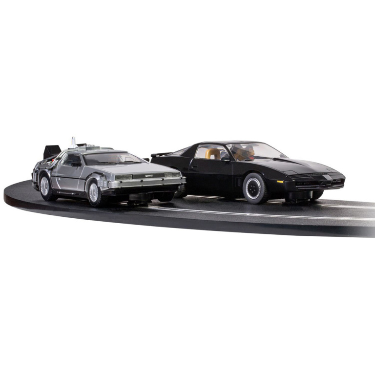 scalextric 1980s tv - back to the future vs knight rider race set - 1:32 slot car sets (c1431m)