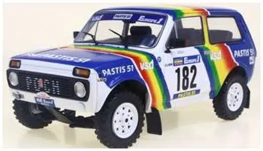 Solido 1:18 Lada Niva White #182 Jabouille/Sardou Paris-Dakar 1984