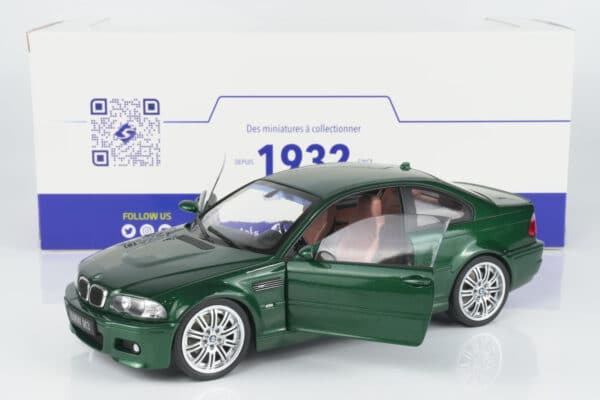 Solido 1:18 BMW E46 M3 Coupe Oxford Green 2000 (SOL 1806507) diecast model – with box – front