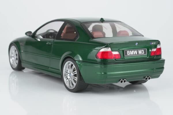 Solido 1:18 BMW E46 M3 Coupe Oxford Green 2000 (SOL 1806507) Diecast Model 15 Solido 1:18 BMW E46 M3 Coupe Oxford Green 2000 (SOL 1806507) diecast model – rear three-quarter