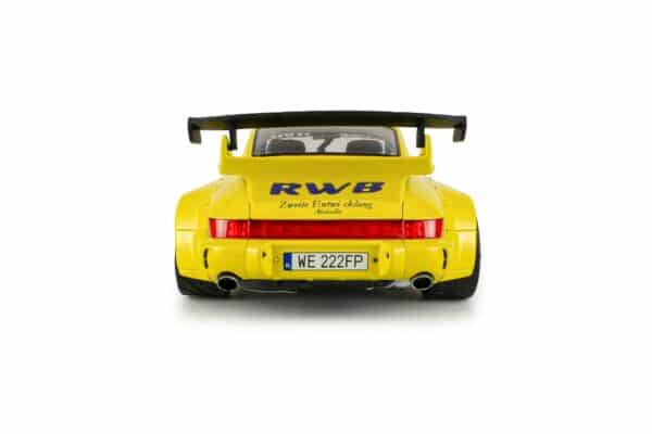 Solido 1:18 Porsche 911 (964) RWB Natali Yellow 2023 (S1807518) Diecast Model 21 Solido 1:18 RWB Porsche 911 Bodykit Natalie Yellow 2023 (S1807518) diecast model – rear view