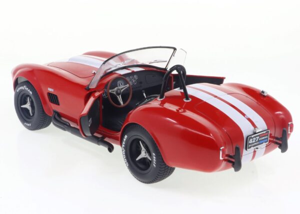 Solido 1:18 AC Shelby Cobra 427 S/C Red 1965 (S1804911) Diecast Model 9 Solido 1:18 Shelby Cobra 427 S/C Red 1965 (S1804911) diecast model – with door open, rear three-quarter