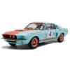 Solido 1:18 Ford Mustang Shelby GT500 Light Blue with Orange Stripes No.4 Gulf Racing Tribute 1967 (S1802911) Diecast Model 15 Solido 1:18 Shelby GT500 Racing Tribute 1967 (S1802911) diecast model – front three-quarter view