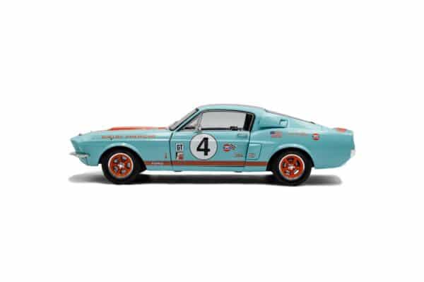 Solido 1:18 Ford Mustang Shelby GT500 Light Blue with Orange Stripes No.4 Gulf Racing Tribute 1967 (S1802911) Diecast Model 9 Solido 1:18 Shelby GT500 Racing Tribute 1967 (S1802911) diecast model – side profile