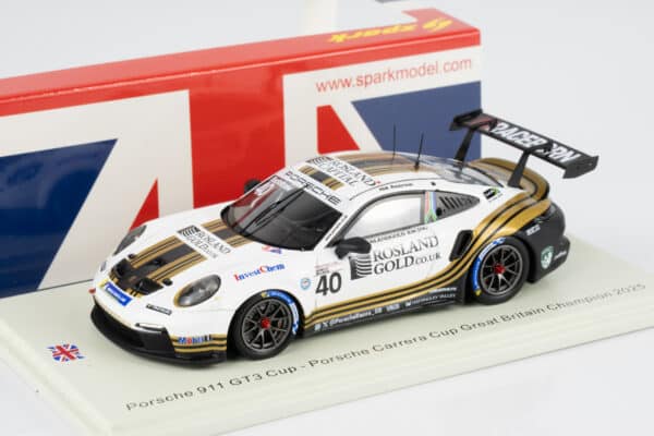 Spark 1:43 Porsche 911 GT3 Cup No.40 Andrew Rackstraw Porsche Carrera Cup Great Britain Champion 2025 (UK040) Limited Edition Resin Model