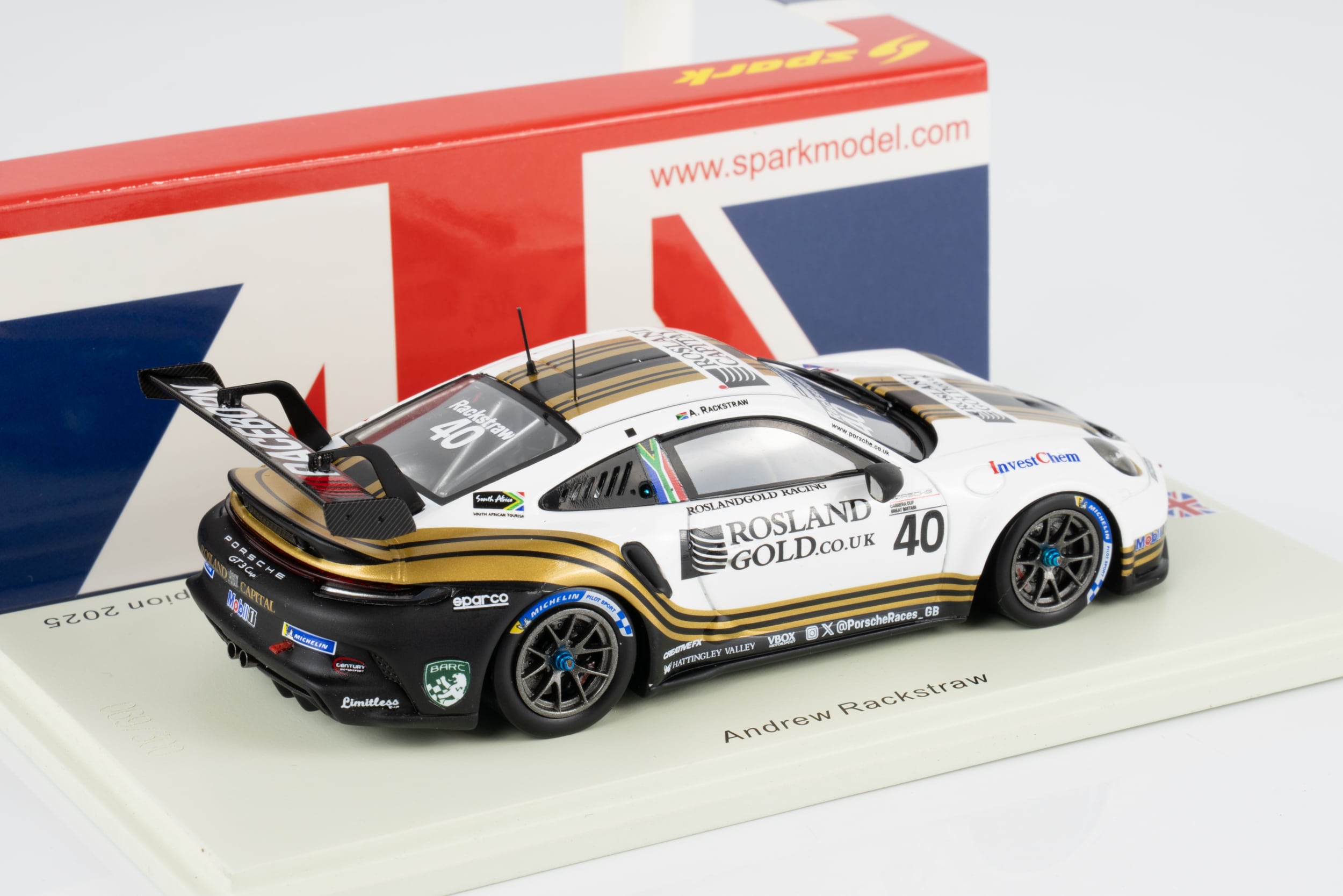 Spark 1:43 Porsche 911 GT3 Cup No.40 Andrew Rackstraw Porsche Carrera Cup Great Britain Champion 2025 (UK040) Limited Edition Resin Model 2 Spark 1:43 Porsche 911 GT3 Cup No.40 Andrew Rackstraw Porsche Carrera Cup Great Britain Champion 2025 (UK040) Limited Edition Resin Model