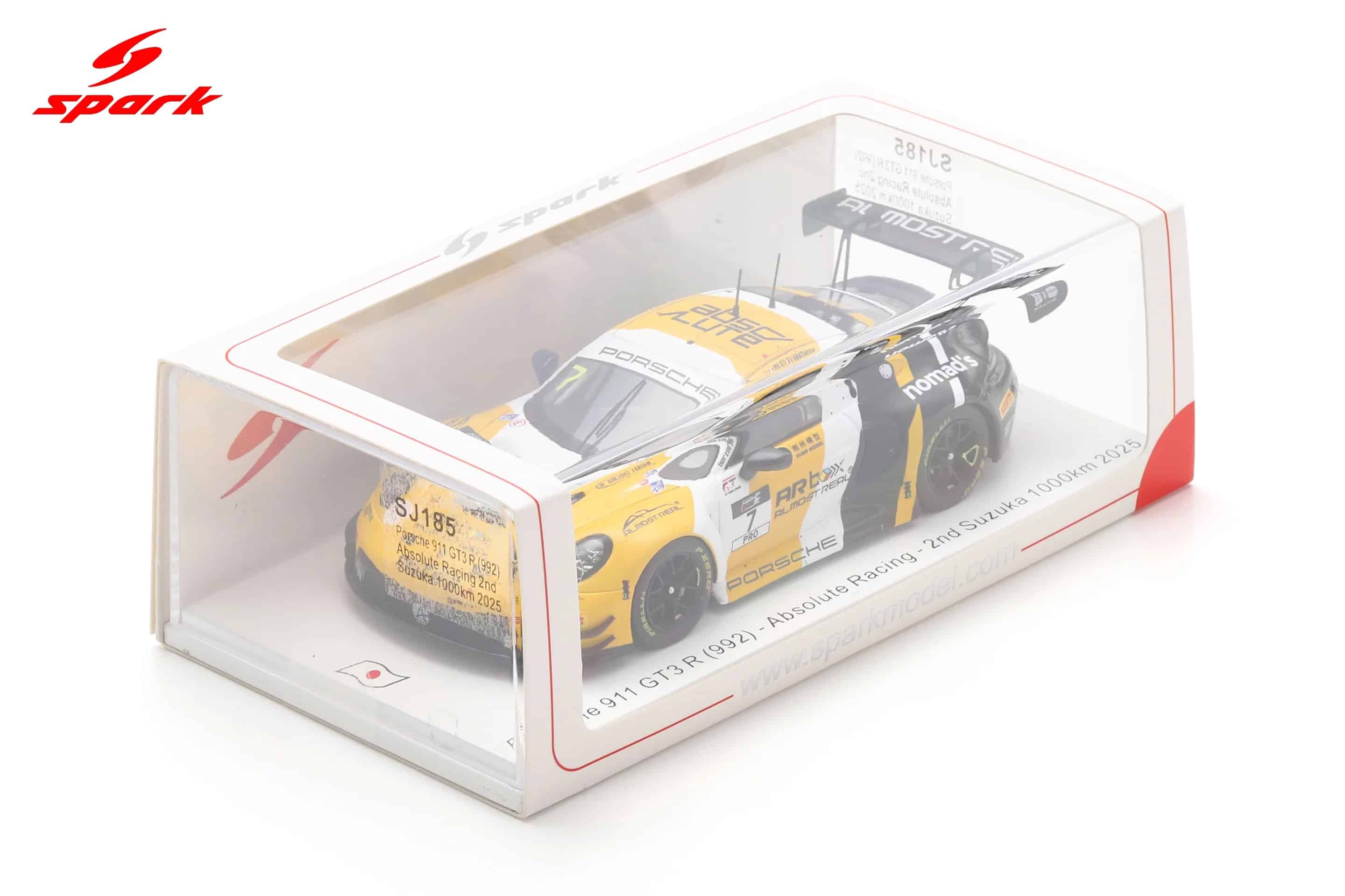 Spark 1:43 Porsche 911 GT3 R (992) No.7 Absolute Racing 2nd Suzuka 1000km 2025 L. Vanthoor K. Estre P. Pilet (SJ185) Resin Model 8 Spark 1:43 Porsche 911 GT3 R (992) No.7 Absolute Racing 2nd Suzuka 1000km 2025 L. Vanthoor K. Estre P. Pilet (SJ185) Resin Model