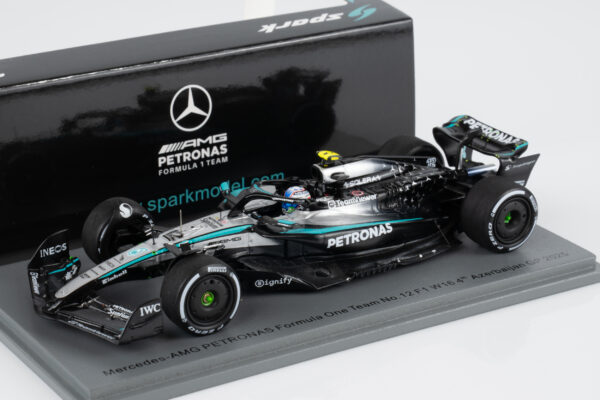 Diecast Model Shop - Model Universe 26 Spark 1:43 Mercedes W16 No.12 Andrea Kimi Antonelli Azerbaijan GP 2025 – rear view