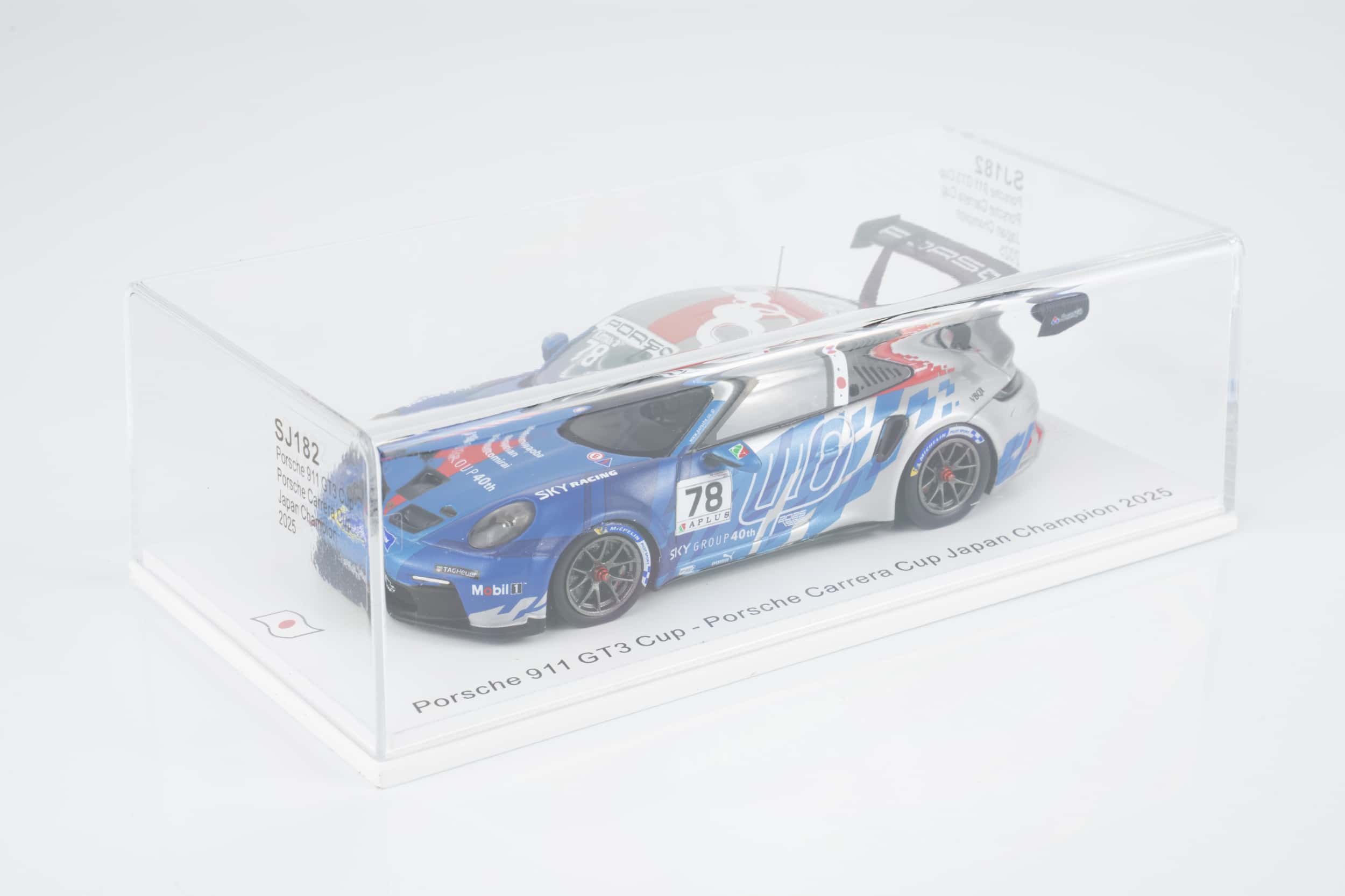 Spark 1:43 Porsche 911 GT3 Cup No.78 Iori Kimura Porsche Carrera Cup Japan Champion 2025 (SJ182) Limited Edition Resin Model 3 Spark 1:43 Porsche 911 GT3 Cup No.78 Iori Kimura Carrera Cup Japan Champion 2025 – in display case