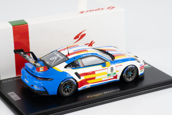 Spark 1:43 Porsche 911 GT3 Cup No.8 Keagan Masters Carrera Cup Italia Champion 2025 – front view