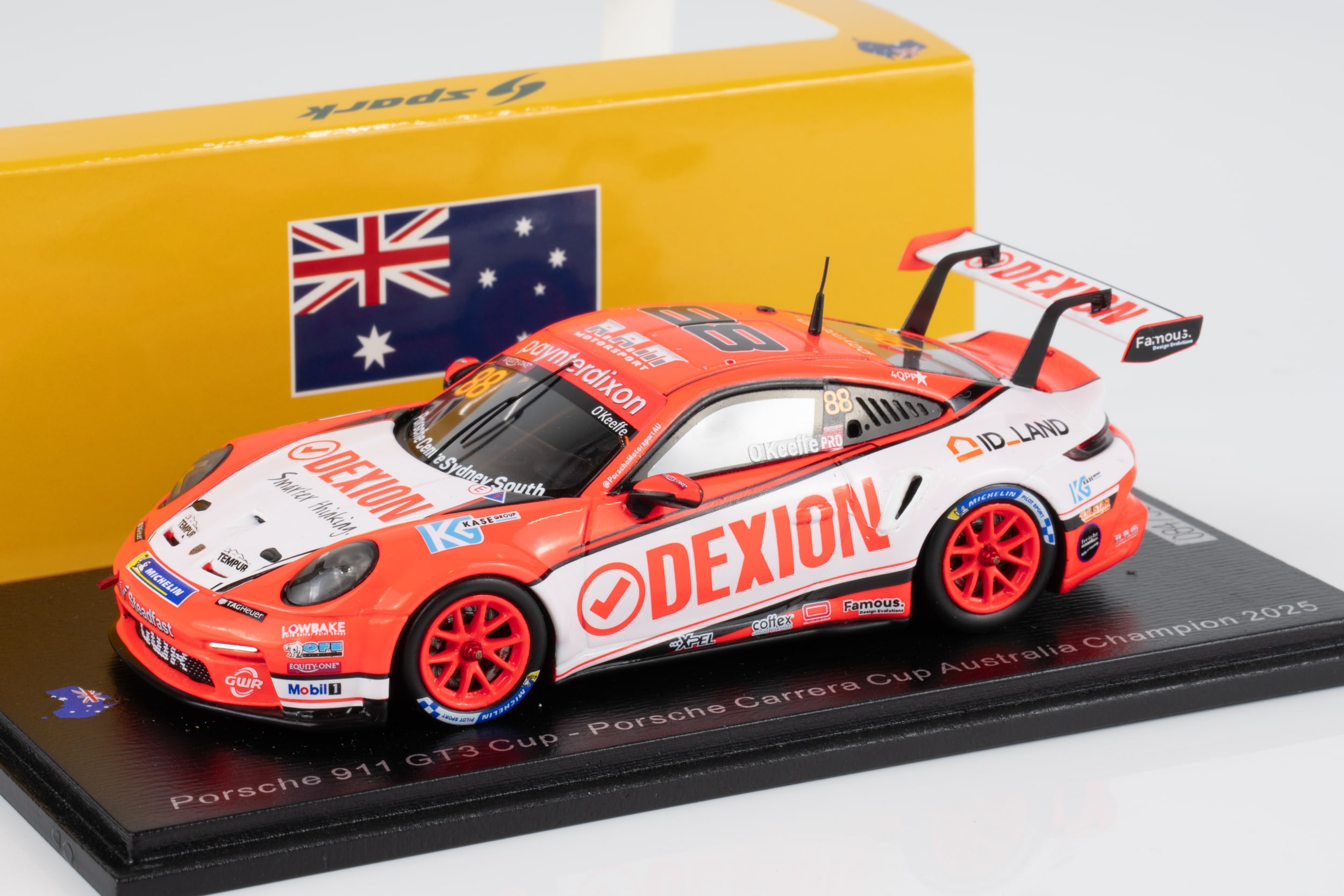 Spark 1:43 Porsche 911 GT3 Cup No.88 Dylan O'Keeffe Porsche Carrera Cup Australia Champion 2025 (AS088) Limited Edition Resin Model 2 Spark 1:43 Porsche 911 GT3 Cup No.88 Dylan O'Keeffe Carrera Cup Australia Champion 2025 – rear view