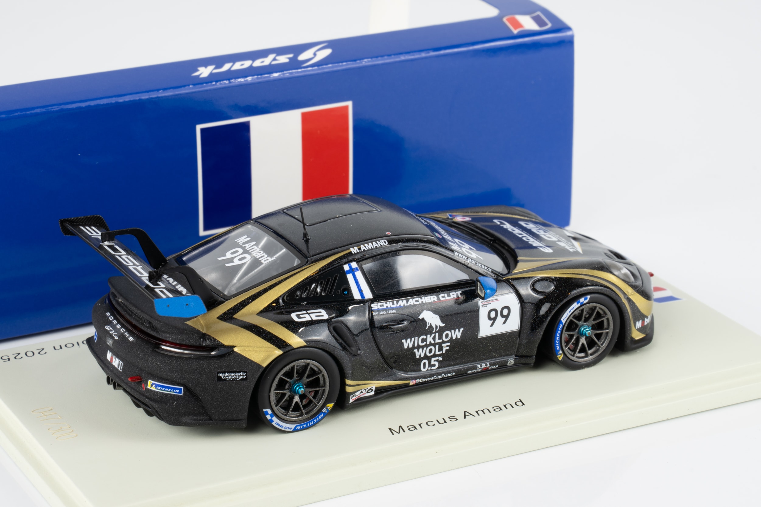 Spark 1:43 Porsche 911 GT3 Cup No.99 Marcus Amand Porsche Carrera Cup France Champion 2025 (SF339) Limited Edition Resin Model 2 Spark 1:43 Porsche 911 GT3 Cup No.99 Marcus Amand Carrera Cup France Champion 2025 – rear view