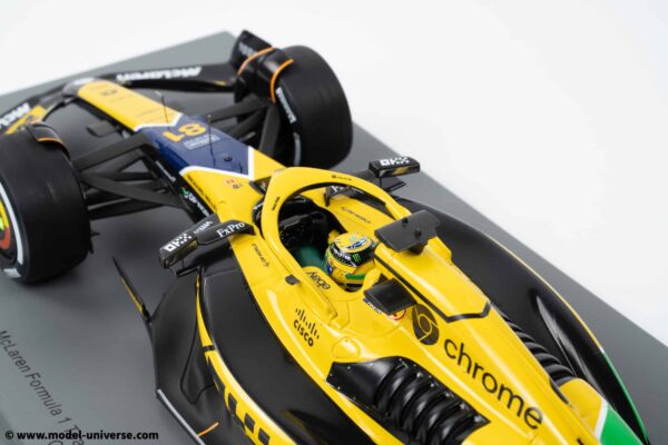 Spark 1:18 McLaren MCL38 Ayrton Senna Tribute #81 Oscar Piastri Monaco GP 2024 with Pitboard - Resin Model 19 Spark 1:18 McLaren MCL38 Ayrton Senna Tribute #81 Oscar Piastri Monaco GP 2024 with Pitboard - Resin Model