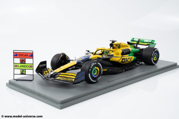 Spark 1:18 McLaren MCL38 Ayrton Senna Tribute #81 Oscar Piastri Monaco GP 2024 with Pitboard - Resin Model 15 Spark 1:18 McLaren MCL38 Ayrton Senna Tribute #81 Oscar Piastri Monaco GP 2024 with Pitboard - Resin Model