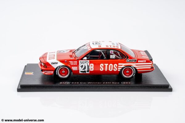 Spark - 1:43 BMW 635 CSI No.21 Winner 24h Spa 1983 Tassin, Heyer, Hahne - Resin Model 12 Spark - 1:43 BMW 635 CSI No.21 Winner 24h Spa 1983 Tassin, Heyer, Hahne - Resin Model