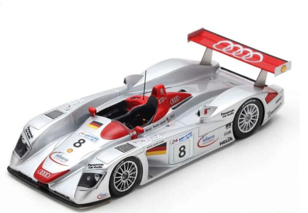 spark models 1:18 audi r8 #8 winner 24h le mans 2000 t. kristensen/e. pirro/f. biela