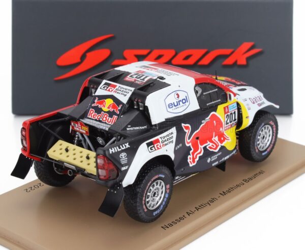 1:43 Toyota Hilux Pick-Up GR DKR Gazoo Racing Red Bull No.201 Winner Dakar Rally 2022 - N.Al-Attiyah, M.Baumel - Resin Model - Spark Models