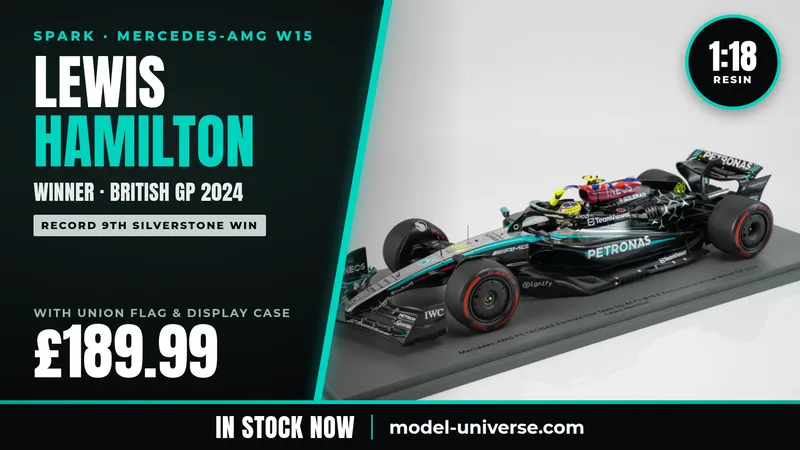 Diecast Model Shop - Model Universe 21 Spark 1:18 Mercedes-AMG W15 Lewis Hamilton British GP 2024 winner