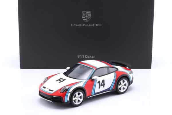 Spark - 1:18 Porsche 911 (992) Dakar Martini Livery No.14 - Porsche Exclusive Resin Model