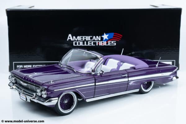 Sun Star - 1:18 Chevrolet Impala 1961 Open Convertible Lowrider Purple - Diecast Model