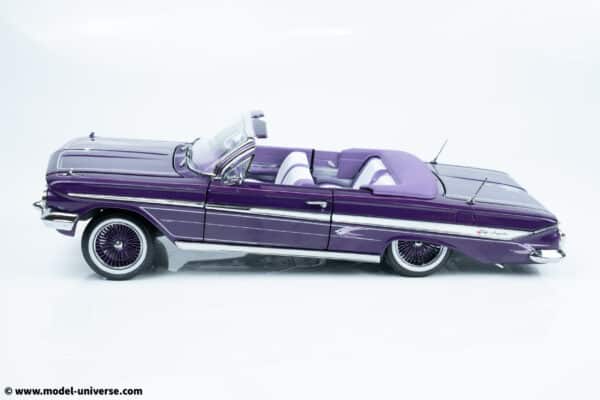 Sun Star - 1:18 Chevrolet Impala 1961 Open Convertible Lowrider Purple - Diecast Model