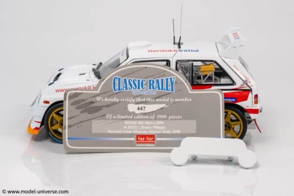 Sun Star - 1:18 MG Metro 6R4 No.M001 Chris Breen, Paul Nagle - Rentokil Initial Killarney Historic Rally 2018 - Limited Edition Diecast Model
