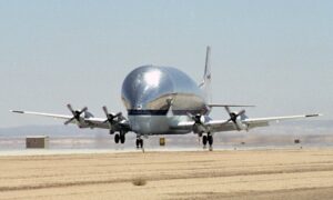 Super Guppy used by Nasa landing on unspecified runway