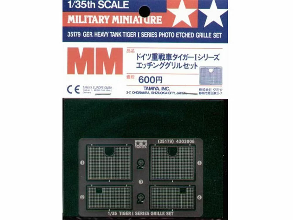 tamiya - 1:35 tiger i series etched grille (35179)