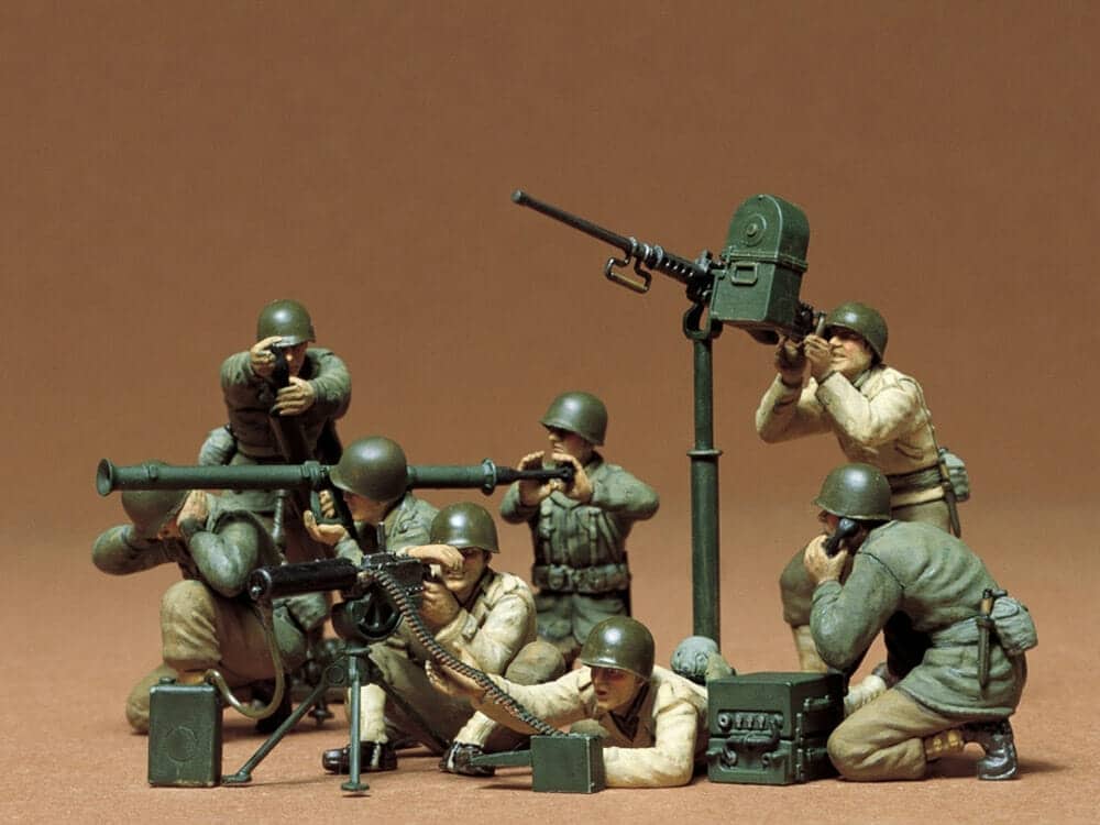 tamiya - 1:35 u.s. gun and mortar team kit model kit (35086)