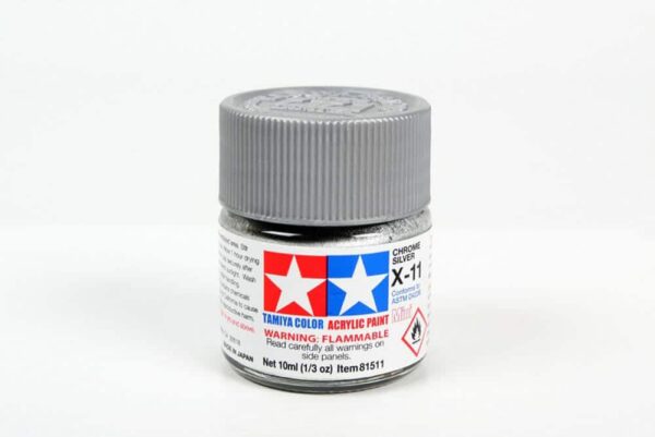 tamiya - 10ml acrylic mini x-11chrome silver paint (81511)