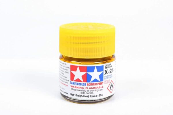 tamiya - 10ml acrylic mini x-24 clear yellow paint (81524)