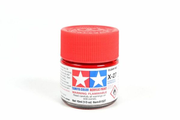 tamiya - 10ml acrylic mini x-27 clear red paint (81527)