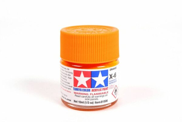 tamiya - 10ml acrylic mini x-6 orange paint (81506)