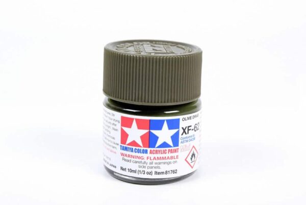 tamiya - 10ml acrylic mini xf-62 olive drab paint (81762)