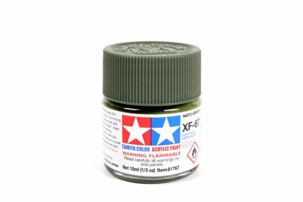 tamiya - 10ml acrylic mini xf-67 nato green paint (81767)