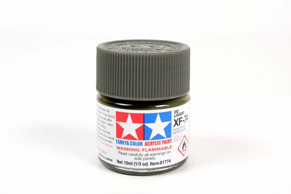 tamiya - 10ml acrylic mini xf-74 olive drab paint (81774)