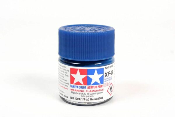 tamiya - 10ml acrylic mini xf-8 flat blue paint (81708)