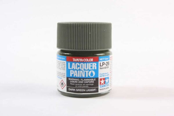 tamiya - 10ml lacquer lp-26 d. green paint (82126)