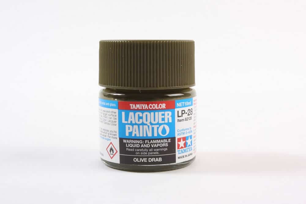 tamiya - 10ml lacquer lp-28 olive drab paint (82128)