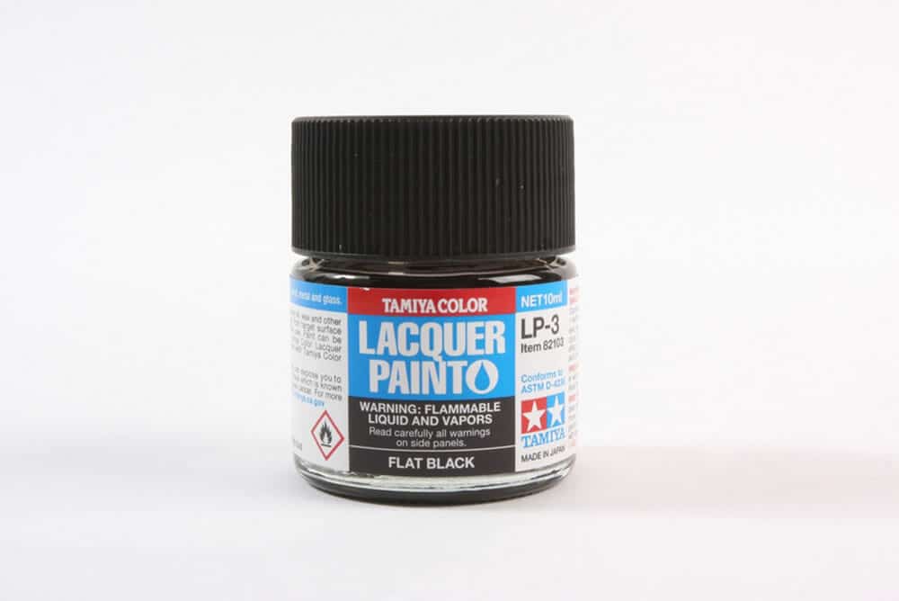 tamiya - 10ml lacquer lp-3 flat black paint (82103)