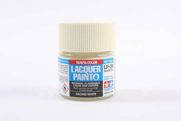 tamiya - 10ml lacquer lp-39 racing white paint (82139)